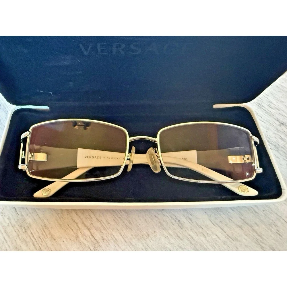 Versace 1163-B Rectangular Crystal Embellished Greek Key Temple Frames 52-16